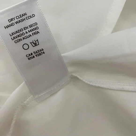 Splendid White Round Neck Button-Placket Ruffle-Sleeve Poplin Shirt Womens Large - Picture 11 of 11